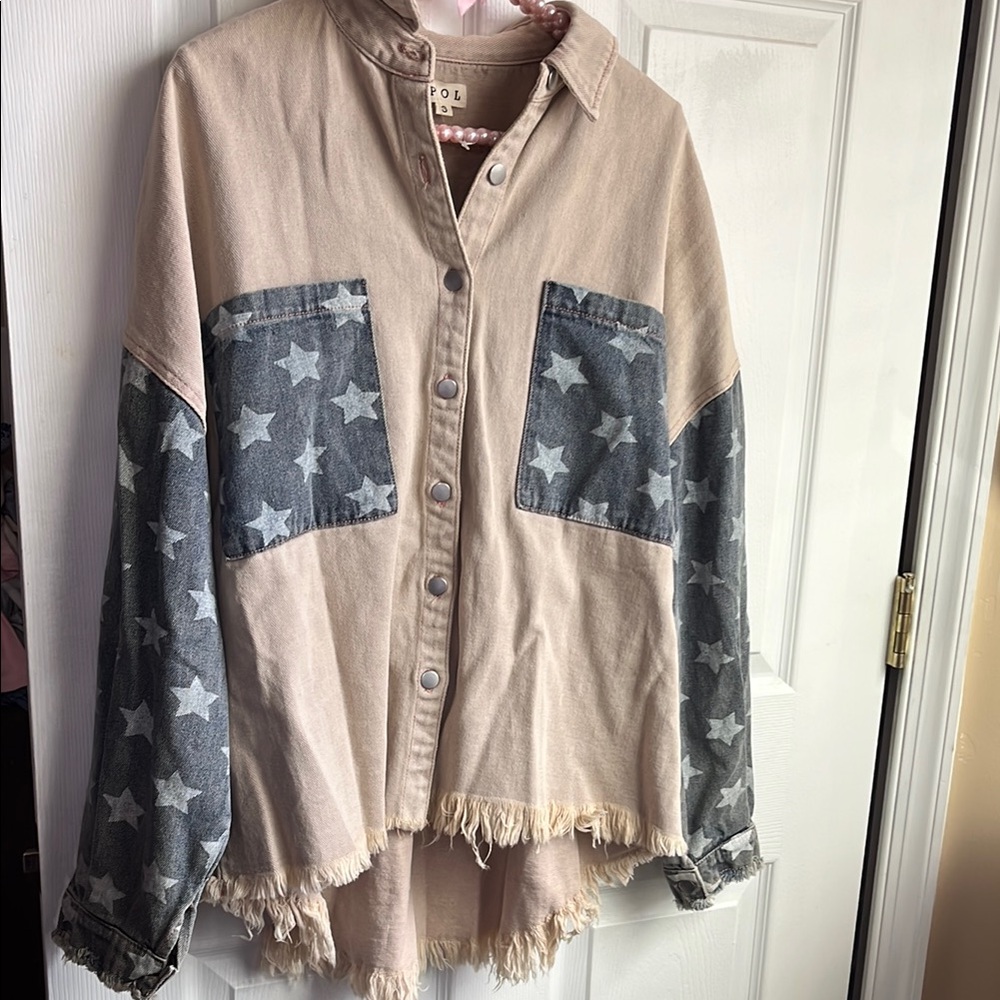 Pol Star Patterned Button-Up Denim Jacket - image 1